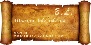 Biburger Lénárd névjegykártya